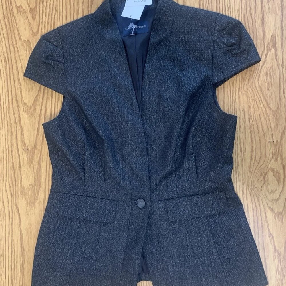 Banana Republic Vest Womens Size 10 Dark Gray Open Front With One Button